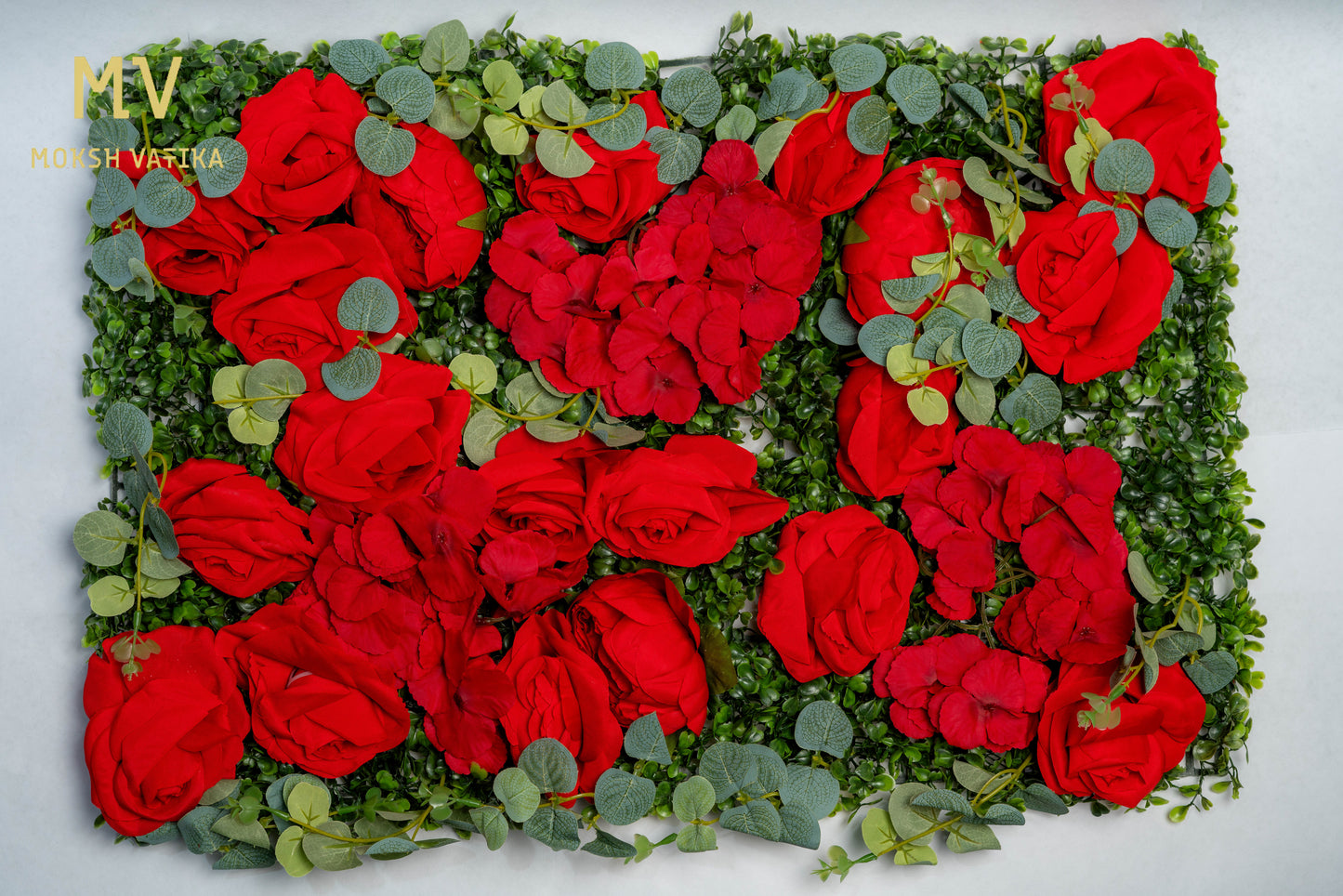 Luxe Red Rose & Hydrangea Floral Panel