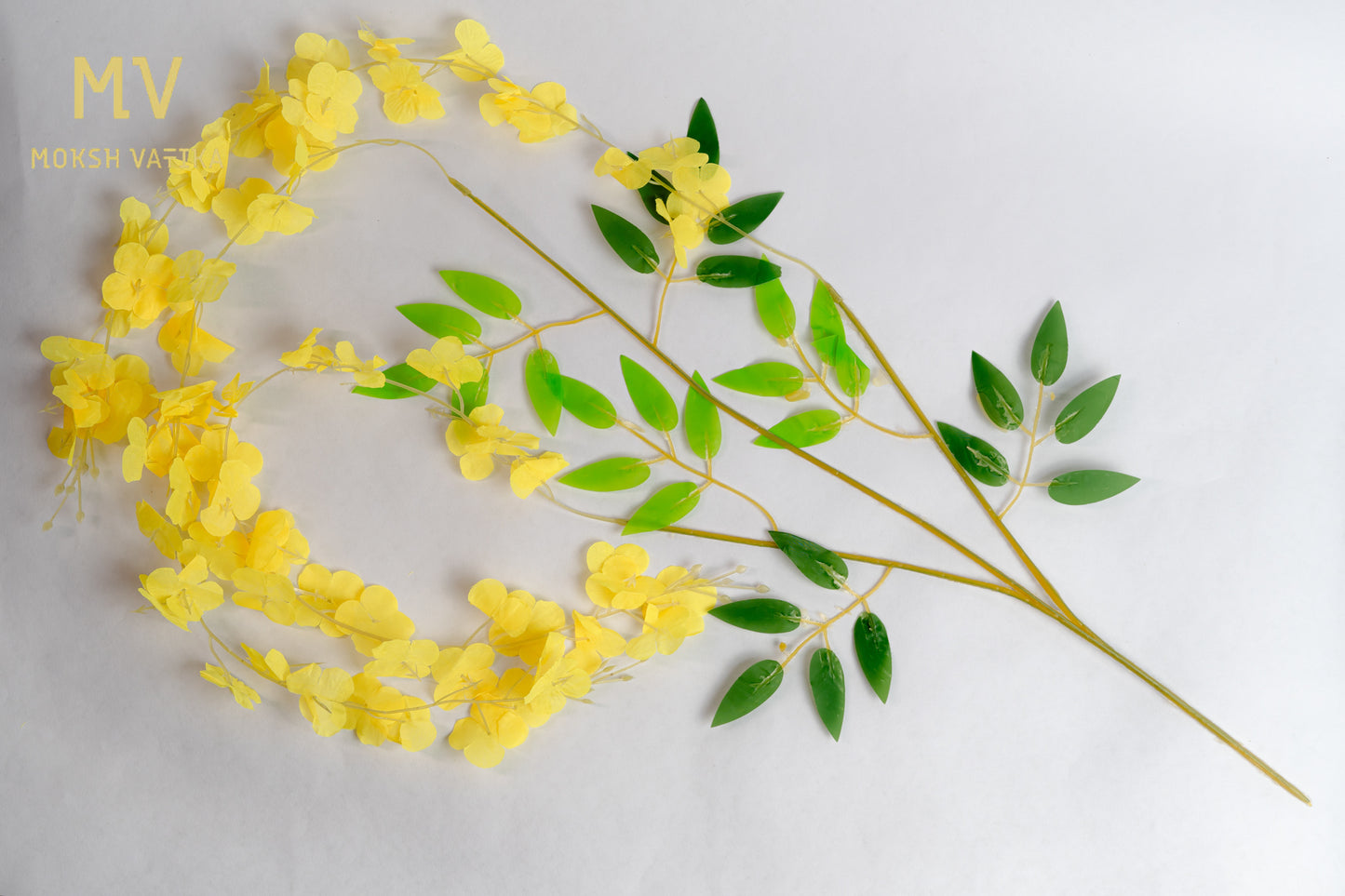 Artificial Wisteria Hanging Flower Orchid Spray Stem – Yellow (set of 6 pieces)