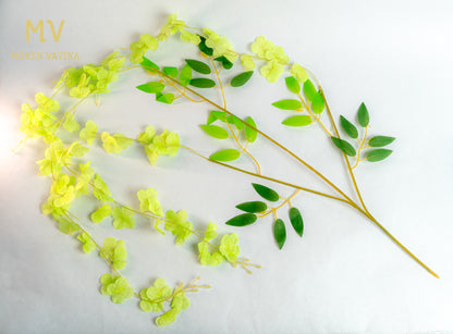 Artificial Wisteria Hanging Flower Orchid Spray Stem – Lemon Green (Set of 6 pieces)