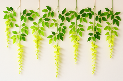 Artificial Wisteria Hanging Flower Orchid Spray Stem – Lemon Green (Set of 6 pieces)