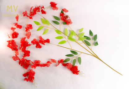 Artificial Wisteria Flower Orchid Spray Stem - Scarlet red (set of 6 pieces)