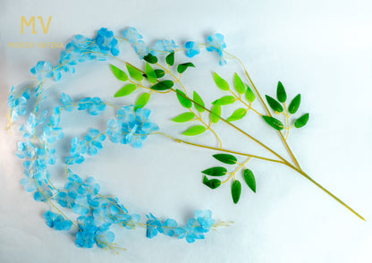 Artificial Wisteria Hanging Flower Orchid Spray Stem - Sky Blue Bloom (Set of 6 pieces)