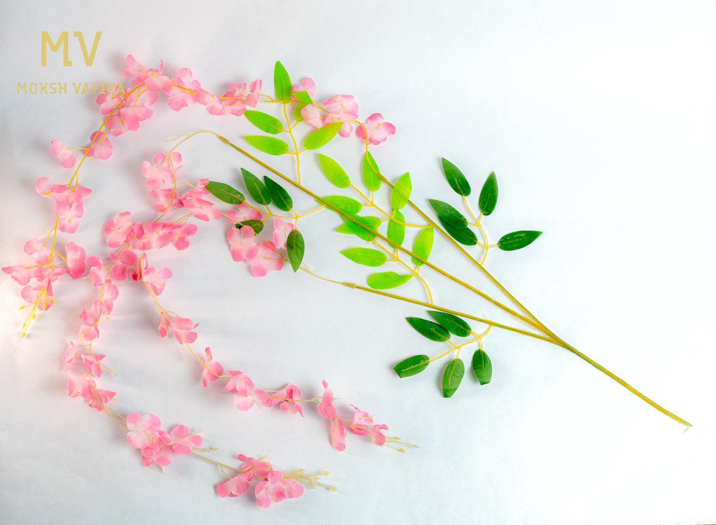 Artificial Wisteria Hanging Flower Orchid Spray Stem – Soft Pink Bloom