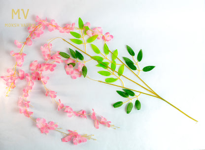 Artificial Wisteria Hanging Flower Orchid Spray Stem – Soft Pink Bloom