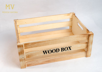 Rustic Wooden Storage Crate – Natural Finish (Set of 5)