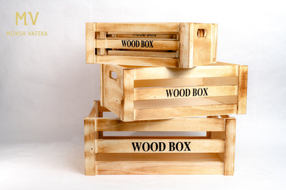 Rustic Wooden Storage Crate – Natural Finish (Set of 5)