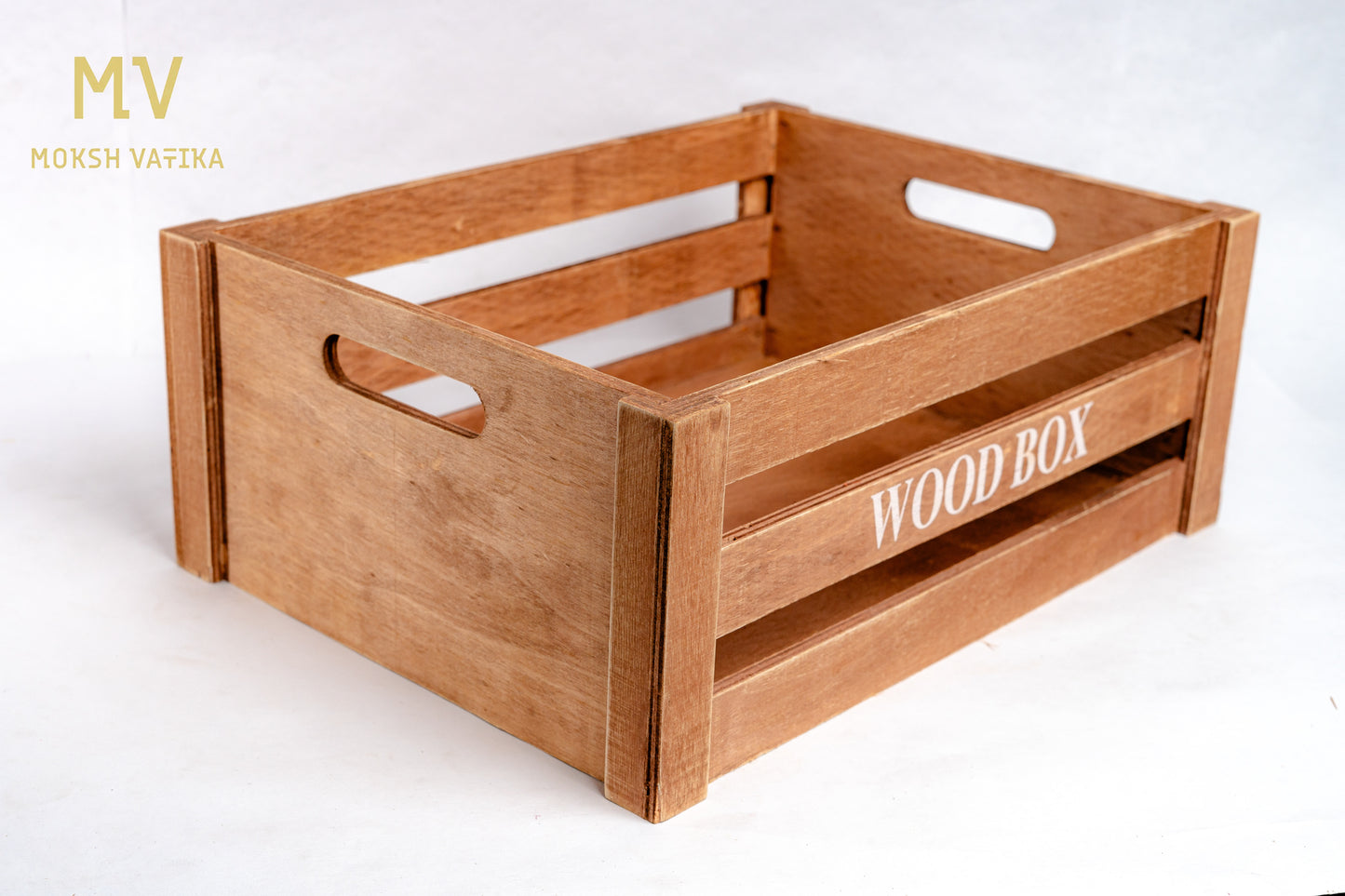 Rustic Wooden Storage Crate – Classic Brown (Set of 5)