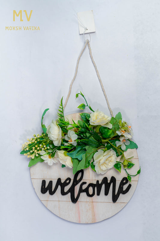 Cream Floral Welcome Wall Hanging