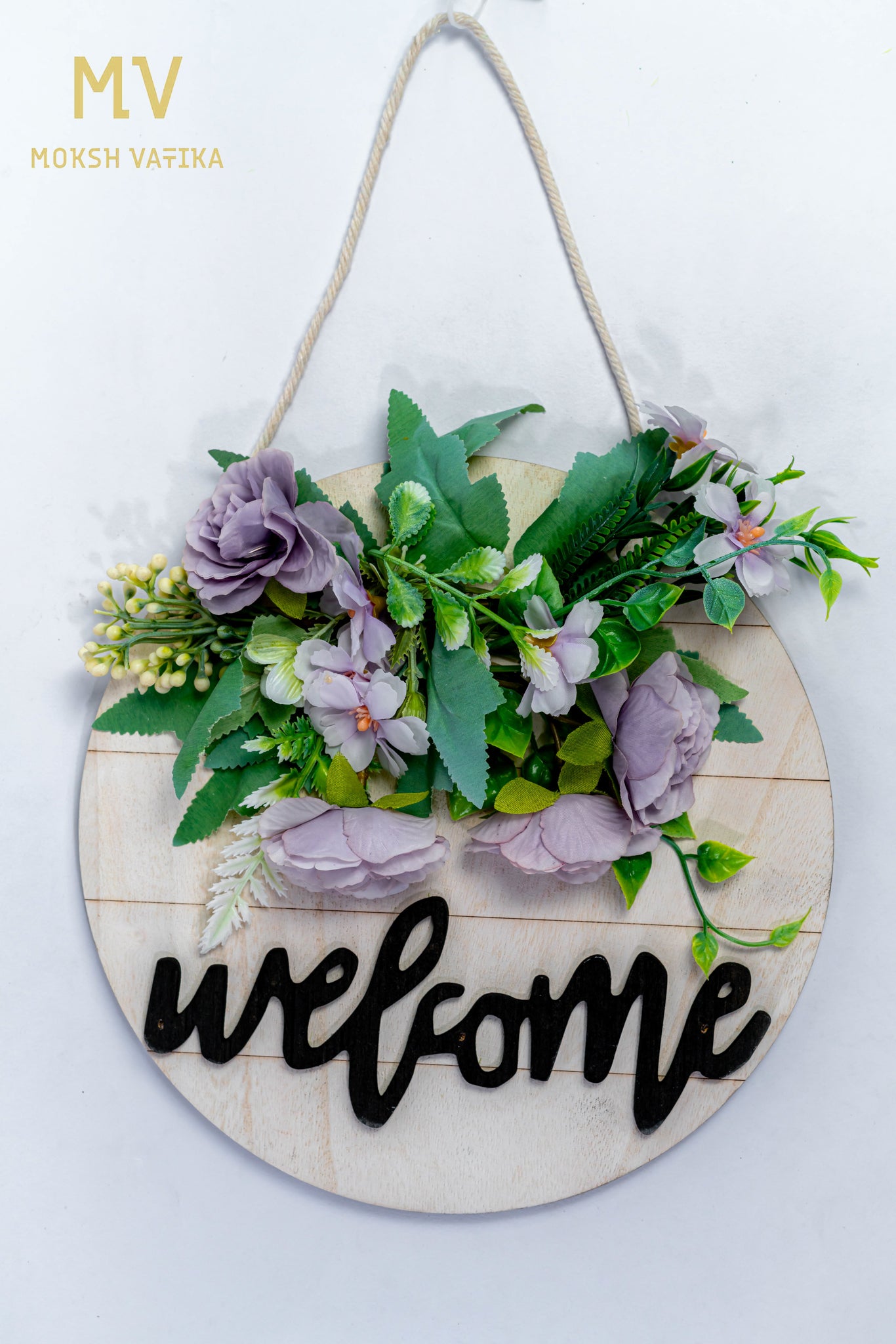 Lilac Floral Welcome Wall Hanging