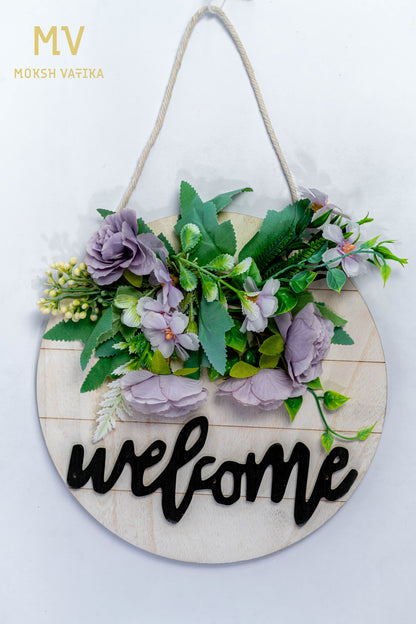 Lilac Floral Welcome Wall Hanging