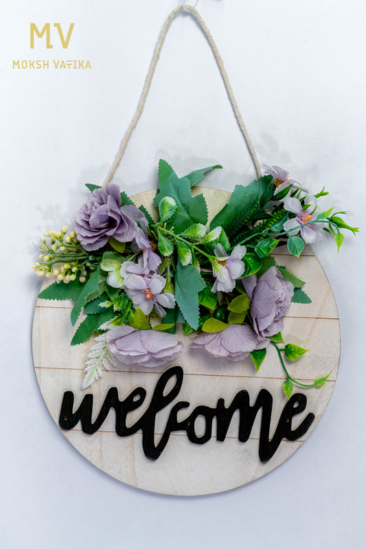 Lilac Floral Welcome Wall Hanging