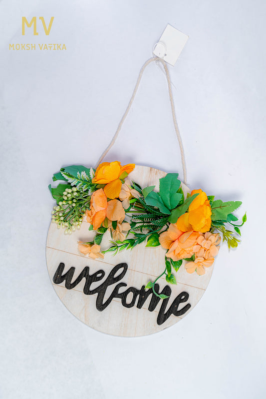 Orange Floral Welcome Wall Hanging