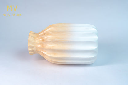 Two-Tone Textured Wooden Vase – Beige to White Gradient