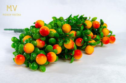 Artificial Orange-Red Berry Stem -  Set of 2