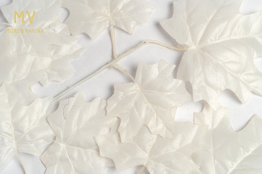 Regal Series – Metallic Pearl White Maple Leaf Spray set of 12