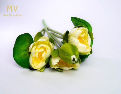 Yellow Rose Bud Bunch 3 Stem Bloom